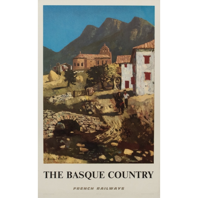 Affiche ancienne de voyage - The Basque Country - Rolland Oudot - 1968 - 99.5 par 62 cm