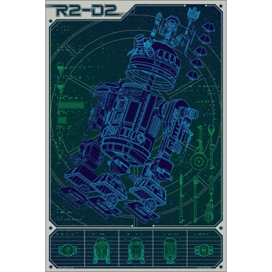 Affiche imprimée en sérigraphie Kevin Tong - R2D2. Elbé Paris.