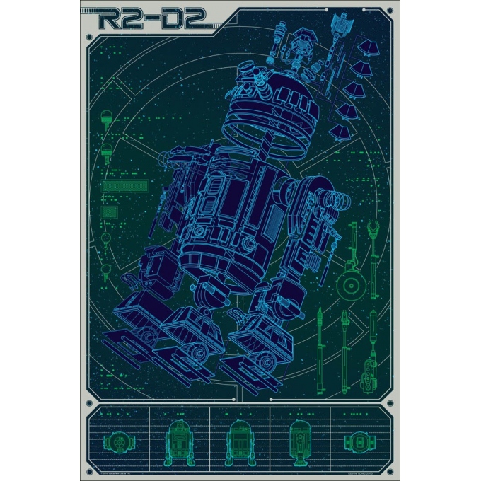 Affiche imprimée en sérigraphie Kevin Tong - R2D2. Elbé Paris.