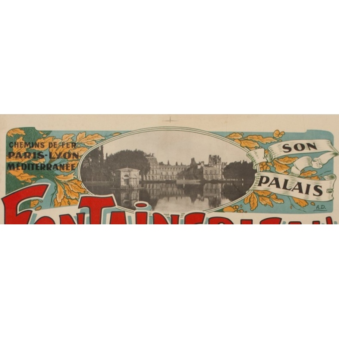 Vintage french travel poster - A.D - 1920 - Fontainebleau son palais et sa forêt - 45.87 by 29.92 inches - View 2 Vintage french travel poster - A.D - 1920 - Fontainebleau son palais et sa forêt - 45.87 by 29.92 inches - View 2
