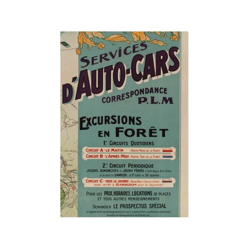 Vintage french travel poster - A.D - 1920 - Fontainebleau son palais et sa forêt - 45.87 by 29.92 inches - View 5