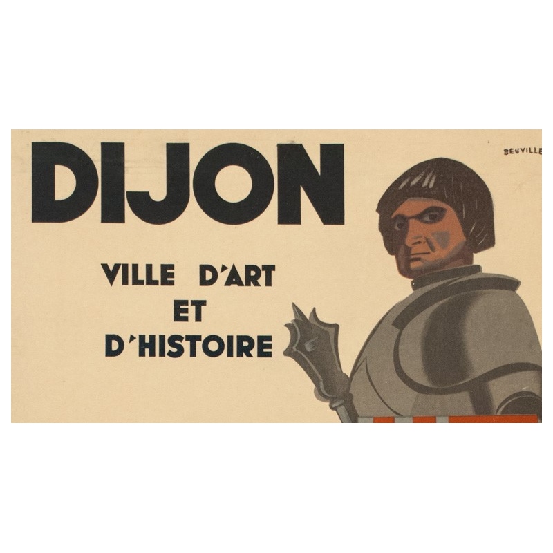 Vintage travel poster - Dijon, France - 1950 - Beuville - 31.30 by 24.21 inches - view 2