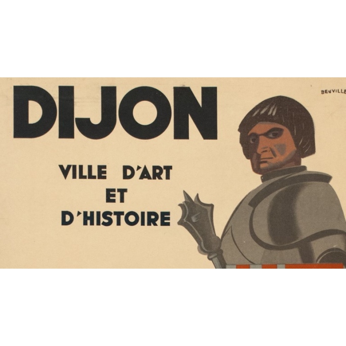 Affiche ancienne de voyage - Dijon - 1950 - Beuville - 79.5 par 61.5 cm - Vue 2