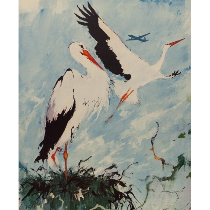 Affiche ancienne de voyage - SAS - Cigogne - Nielsen - 1965 - 99.5 par 63.5 cm - Vue 2