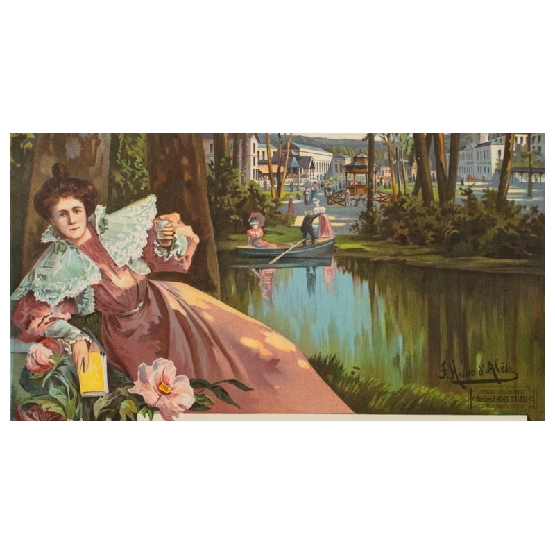 Affiche ancienne de voyage PLM - F.Hugo d'Alesi - Pougues les Eaux - 105.5 par 73.5 cm - Vue 3