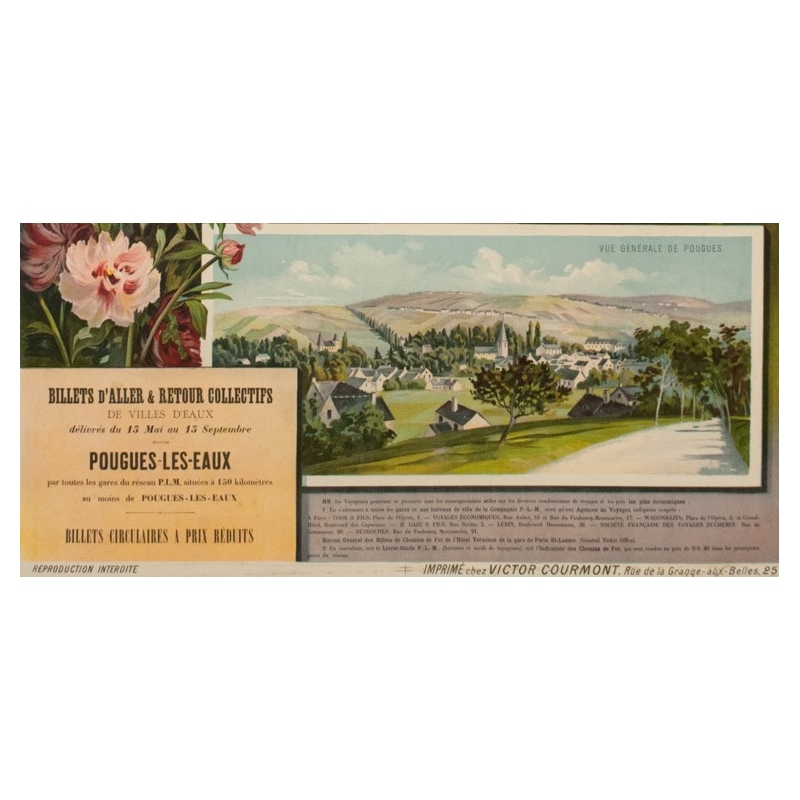 Vintage travel poster PLM - F.Hugo d'Alesi - Pougues les Eaux - 41.54 by 28.94 inches - view 4