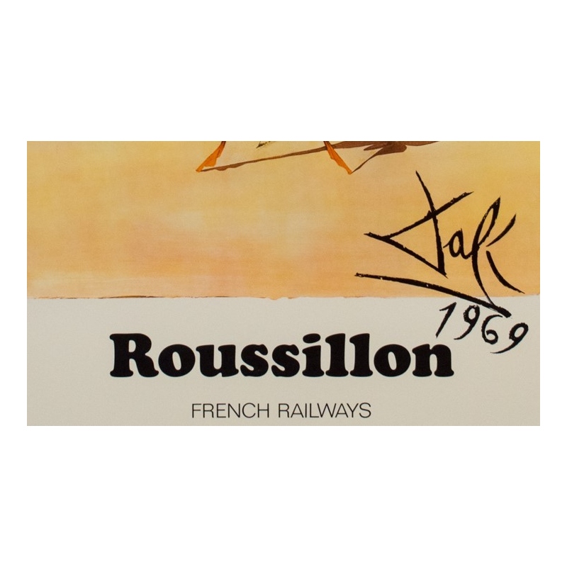 Original travel poster - Dali - 1970 - Roussillon French Railways - 39.98 by 24.61 inches - View 4