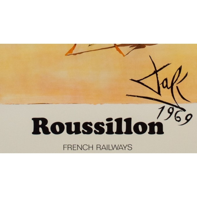 Affiche originale de voyage - Dali - 1970 - Roussillon French Railways - 99 par 62.5 cm - Vue  4