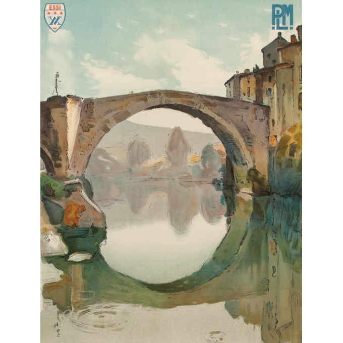 Affiche ancienne de voyage PLM - Montagus - Le Vigan des Cévennes - 1925 - 100 par 62 cm - Vue 2