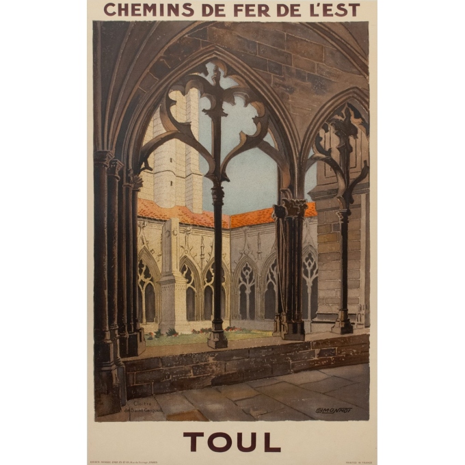 Affiche ancienne de voyage rail - Monnot - 1925 - Toul - 100 par 62.5 cm