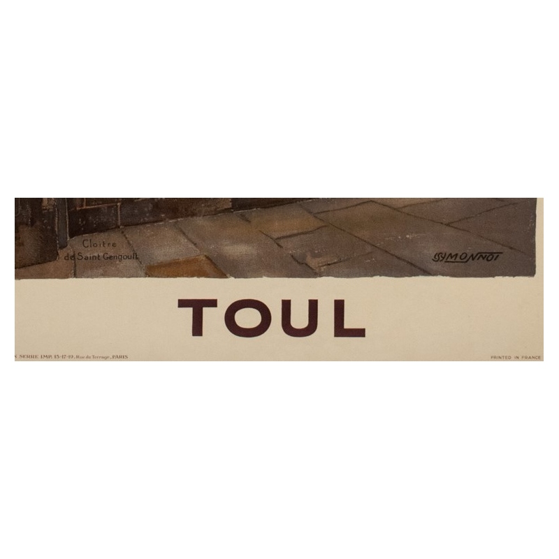 Vintage travel poster french railroads - Monnot - 1925 - Toul - 39.37 by 24.61 inches - View 3