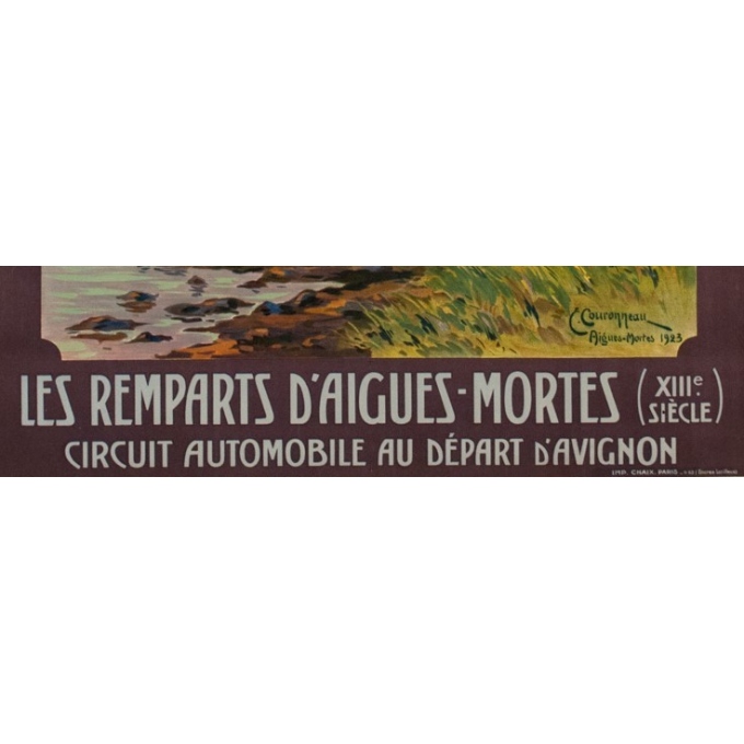 Vintage travel poster - PLM - Couroneau - Les Remparts d'Aigues Mortes - 1923 - 42.72 by 30.71 inches - view 4