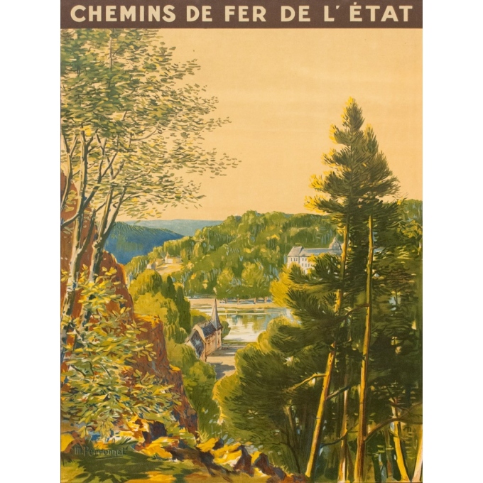 Vintage french travel poster - M Perronnet - 1922 - Bagnoles de l'Orne - 41.73 by 29.33 inches - View 2