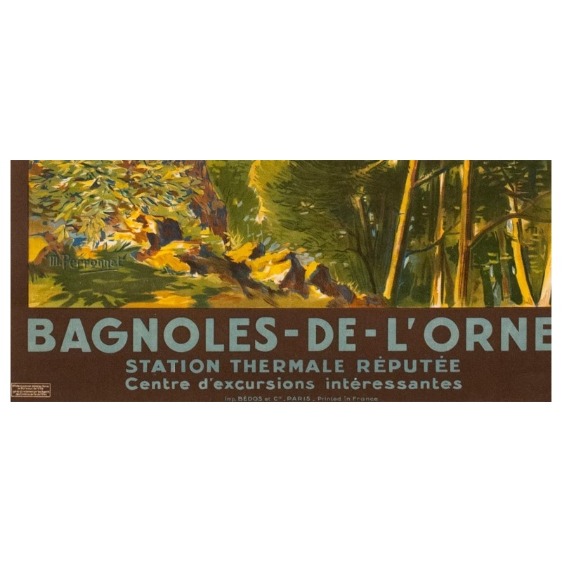 Vintage french travel poster - M Perronnet - 1922 - Bagnoles de l'Orne - 41.73 by 29.33 inches - View 3