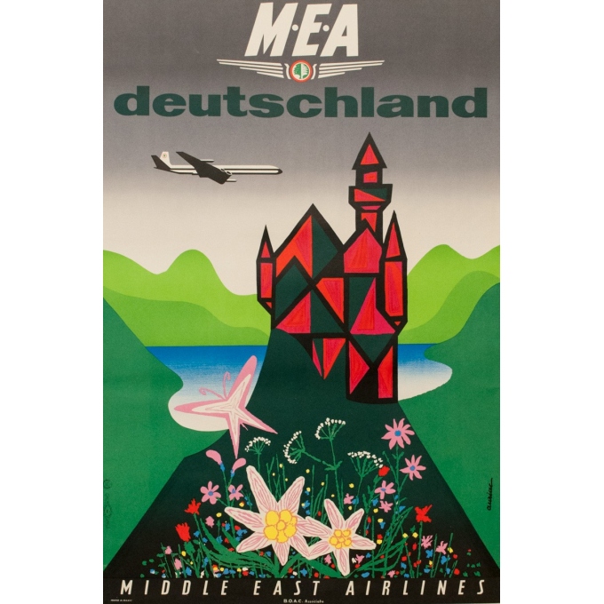 Affiche originale de voyage - MEA - Deutschland - Auriac - 1960 - 80 par 53 cm