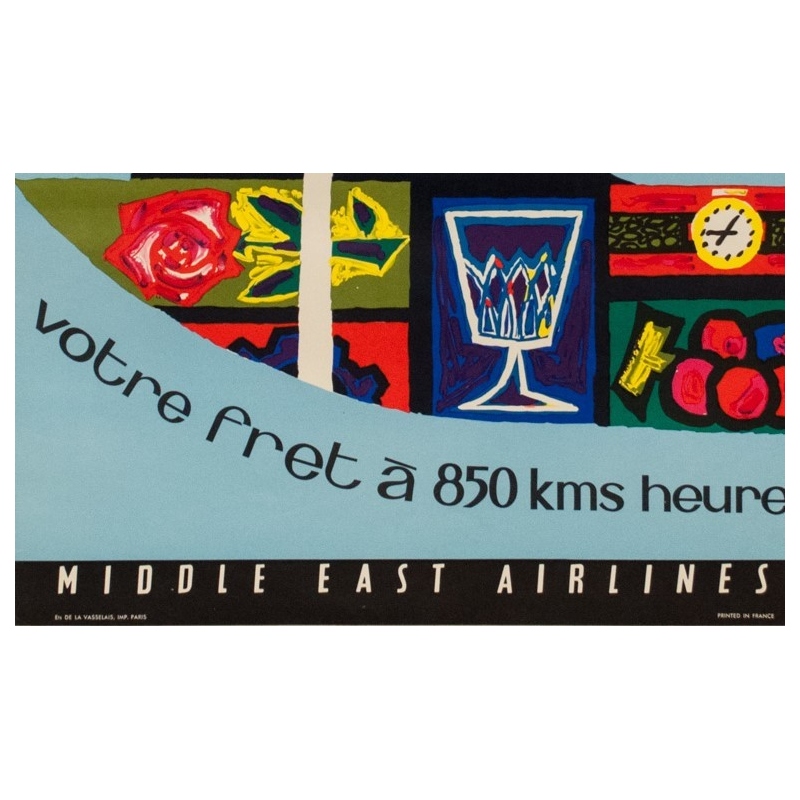 Affiche originale voyage air - Auriac - 1960 - MEA fret - 80 par 53.5 cm - vue 4