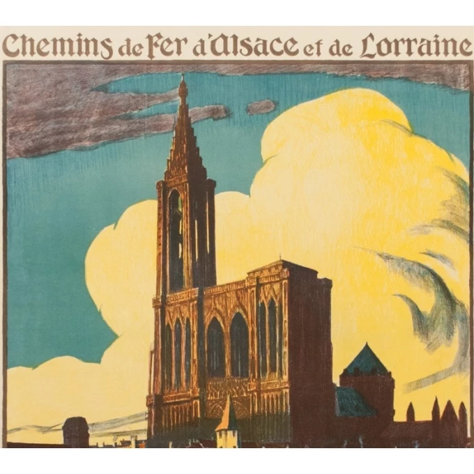 Vintage french travel poster - René Allenbach - 1910 - Strasbourg - 41.73 by 29.53 inches - Vue 2