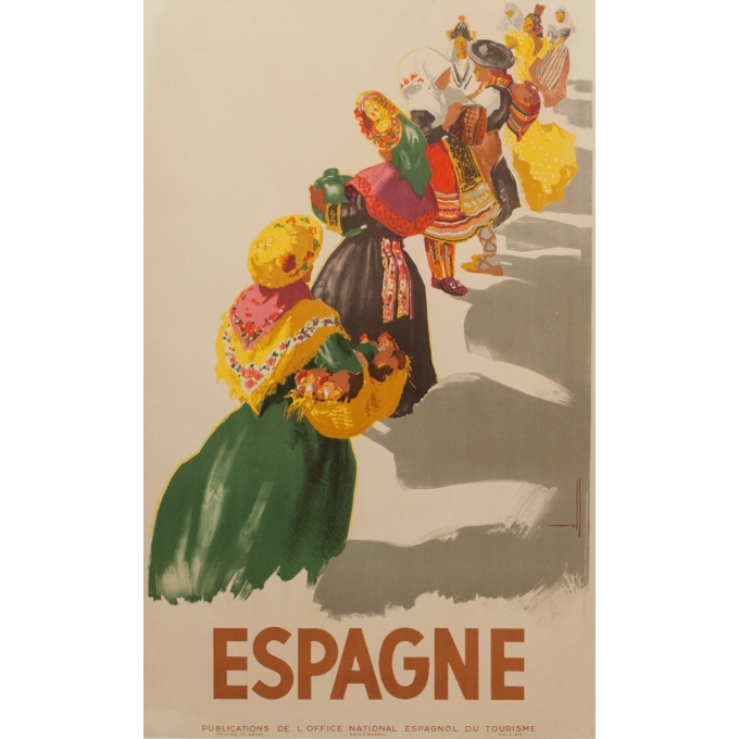 Vintage travel poster - Nuvall - Espagne - 1950 - 38.98 by 24.21 inches