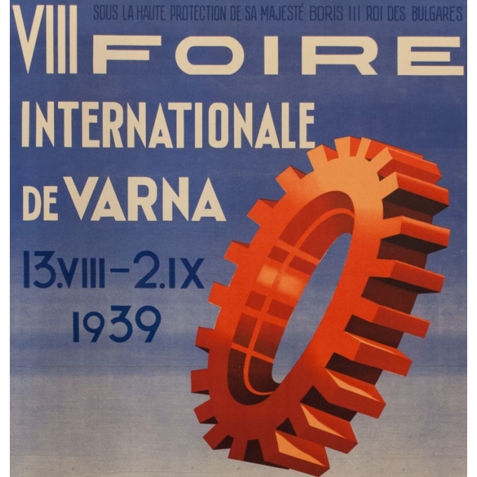 Affiche ancienne d'exposition - 8ème foire internationale de Varna - K.K. - 1939 - 100 par 63.5 cm - Vue 2