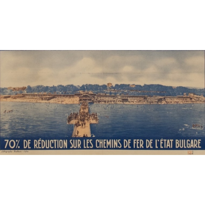 Affiche ancienne d'exposition - 8ème foire internationale de Varna - K.K. - 1939 - 100 par 63.5 cm - Vue 3