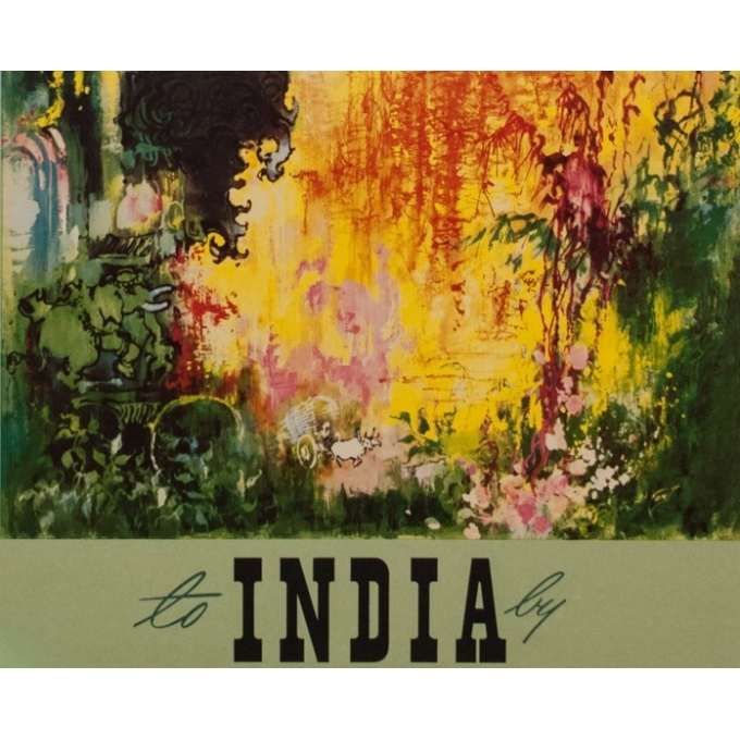 Vintage travel poster - India - Nielsen - 1965 - 38.39 by 23.62 inches - view 4