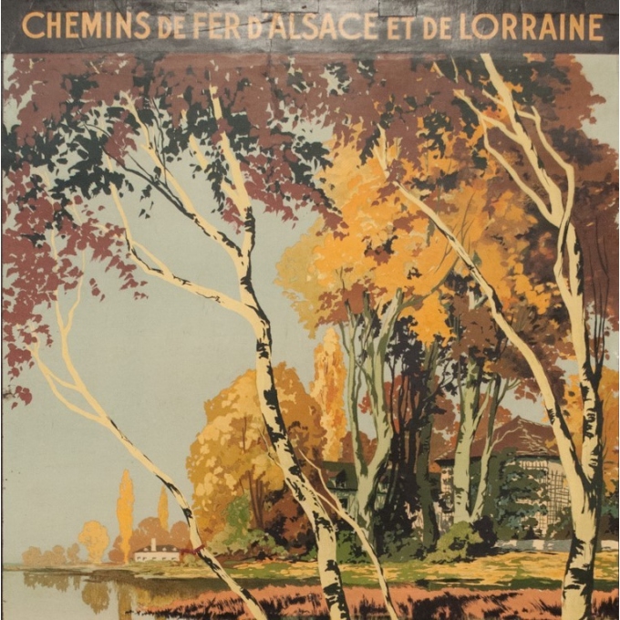 Affiche ancienne de voyage - Julien Lacaze - 1910 - La Lorraine Pitoresque - 99.5 par 62 cm - Vue 2 Affiche ancienne de voyage - Julien Lacaze - 1910 - La Lorraine Pitoresque - 99.5 par 62 cm - Vue 2