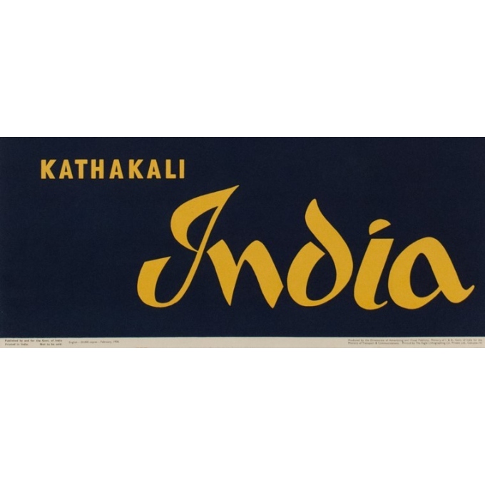 Affiche originale de voyage Kathakali India - 1958 - 101 par 63 cm - Vue 3