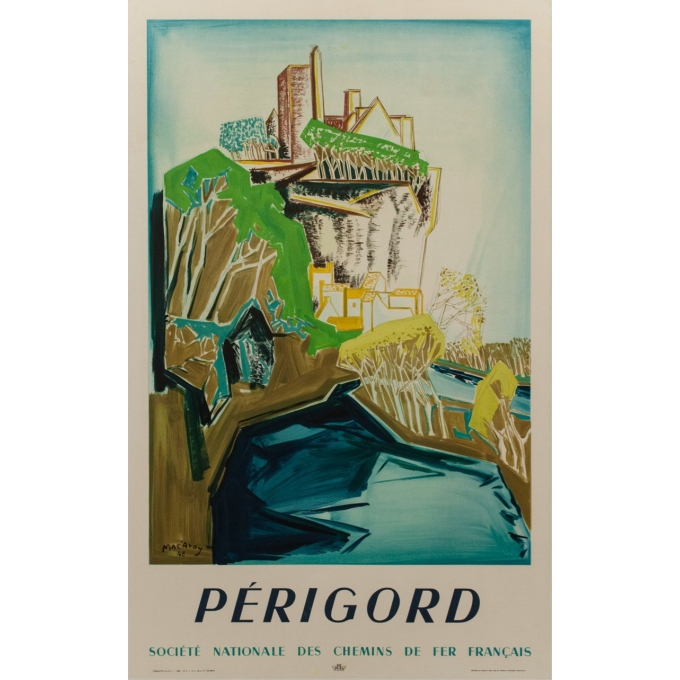 Affiche ancienne SNCF - 1948 - Mac Avoi - Périgord - 100 par 62.5 cm