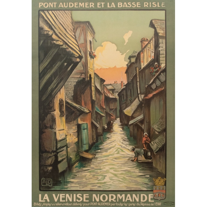 Vintage travel poster - Charles Hallaut - La Venise Normande France - 41.73 by 29.13 inches