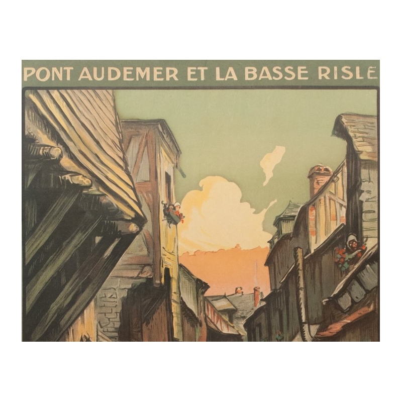 Vintage travel poster - Charles Hallaut - La Venise Normande France - 41.73 by 29.13 inches - View 2