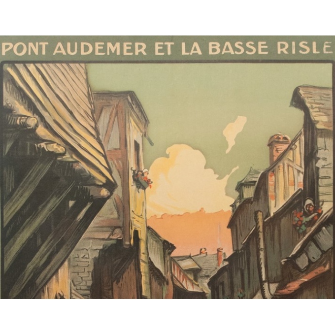Vintage travel poster - Charles Hallaut - La Venise Normande France - 41.73 by 29.13 inches - View 2