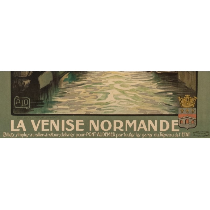 Vintage travel poster - Charles Hallaut - La Venise Normande France - 41.73 by 29.13 inches - View 4