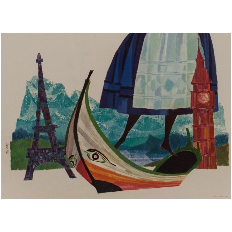 Original travel poster - TWA - D. Klein - 1970 - Europe - 39.76 by 25.20 inches - View 3