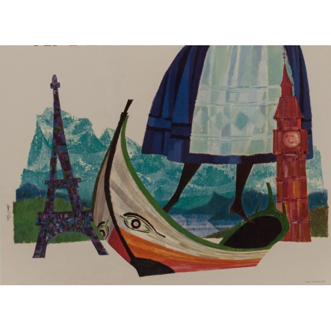 Original travel poster - TWA - D. Klein - 1970 - Europe - 39.76 by 25.20 inches - View 3 Original travel poster - TWA - D. Klein - 1970 - Europe - 39.76 by 25.20 inches - View 3