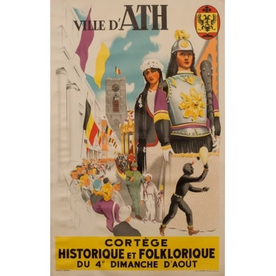 Affiche originale Ville d'Ath 1960