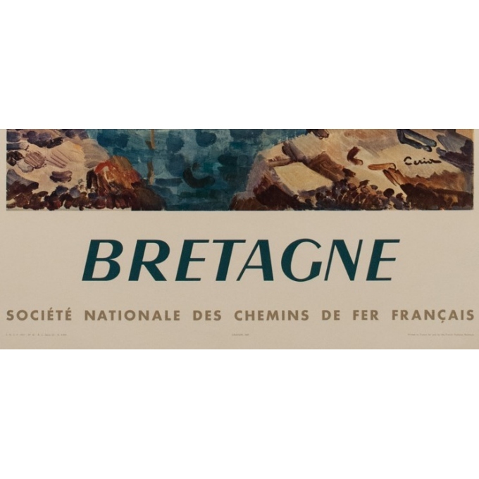 Affiche ancienne SNCF - Bretagne - Ceria - 1957 - 100 par 62 cm - Vue 3