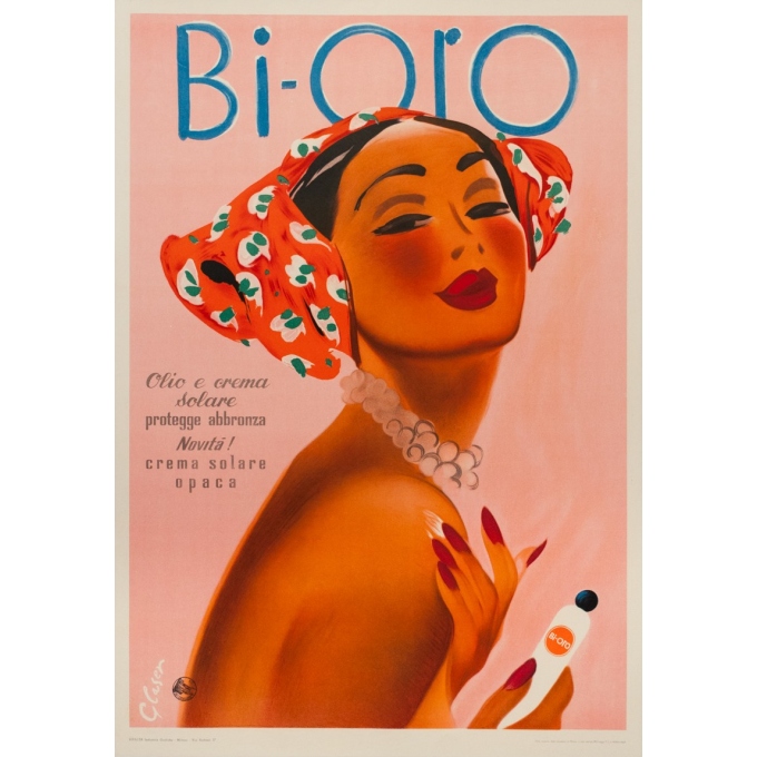 Vintage advertising poster of Glaser 1960 - Sunscreen Bi-oro