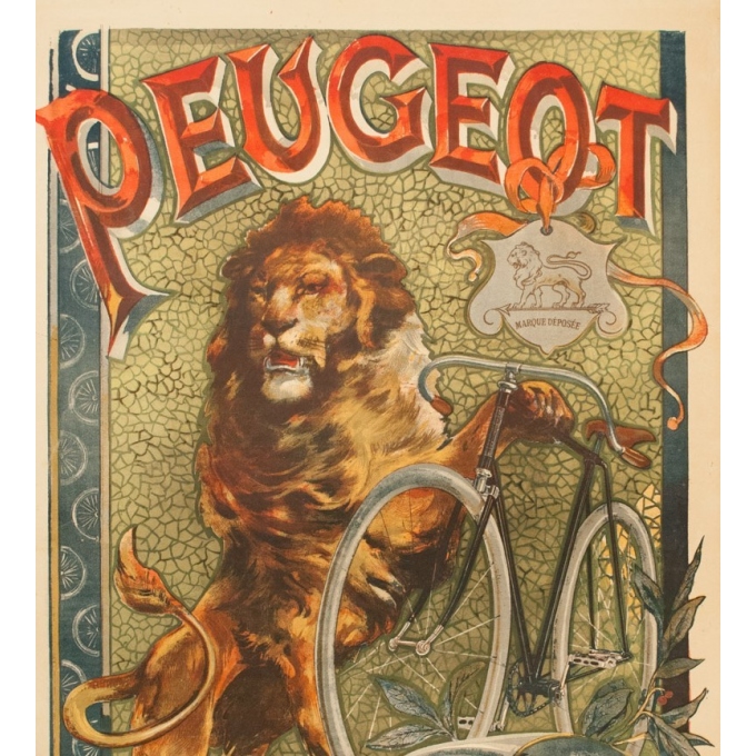 Affiche ancienne de publicité pour Peugeot - Tamagno - 1900 - 138.5 par 89 cm - Vue 3