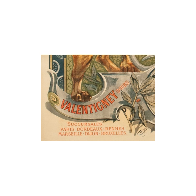 Vintage advertising poster - Tamagno - 1900 - Peugeot - 54.53 by 35.04 inches - View 4