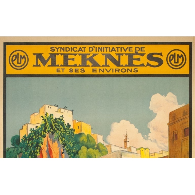 Vintage travel poster - Matteo Brondy - Maroc Moulay Idriss - 1932 - 40.55 by 25.59 inches - view 2