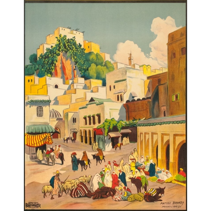 Vintage travel poster - Matteo Brondy - Maroc Moulay Idriss - 1932 - 40.55 by 25.59 inches - view 3