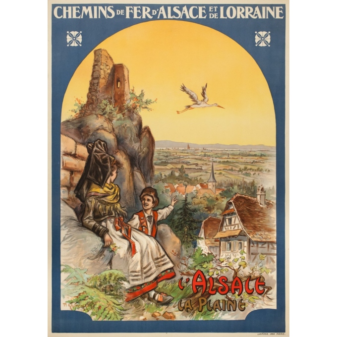 Affiche ancienne voyage - Koaufemann - 1920 - l'Alsace La Plaine - 103.5 par 75 cm