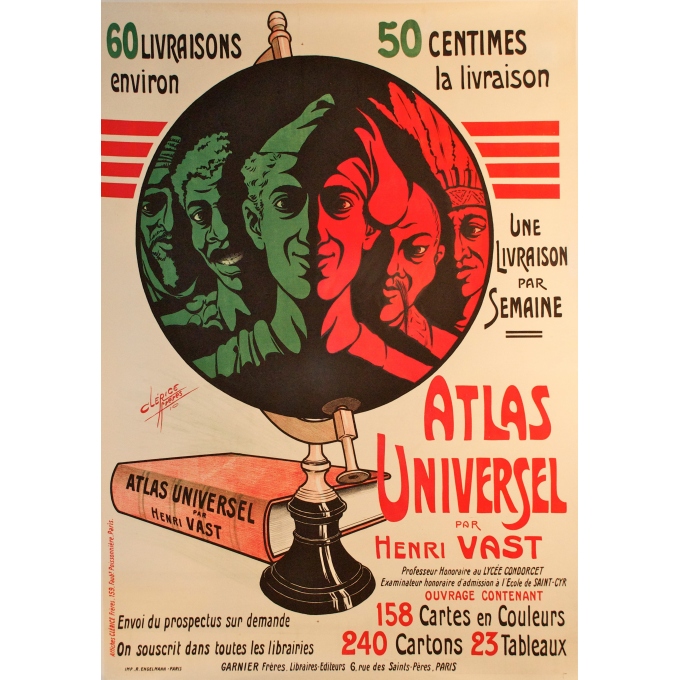 Affiche Atlas universel par Henri Vast - Clerice - Elbé Paris