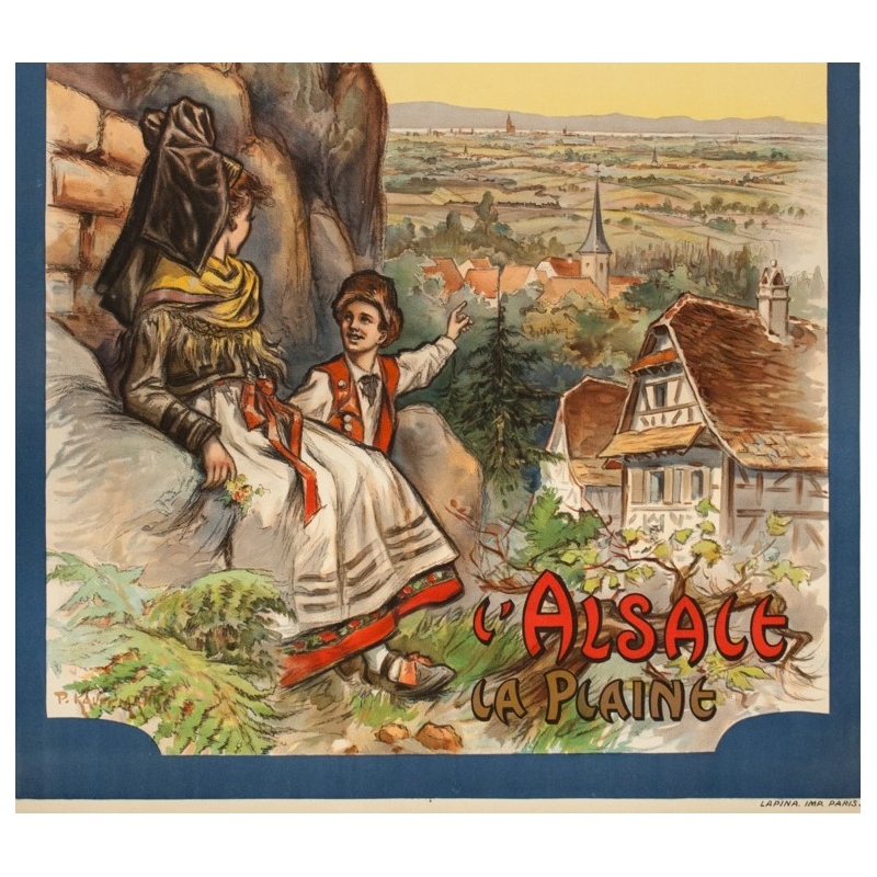 Affiche ancienne voyage - Koaufemann - 1920 - l'Alsace La Plaine - 103.5 par 75 cm - Vue 3