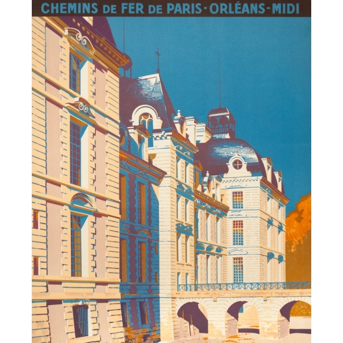 Vintage travel poster - René Roussel - 1935 - Cheverny France - 39.37 by 24.61 inches - view 2