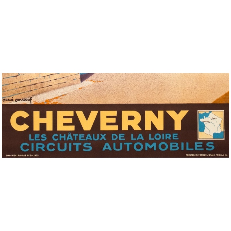 Vintage travel poster - René Roussel - 1935 - Cheverny France - 39.37 by 24.61 inches - view 3