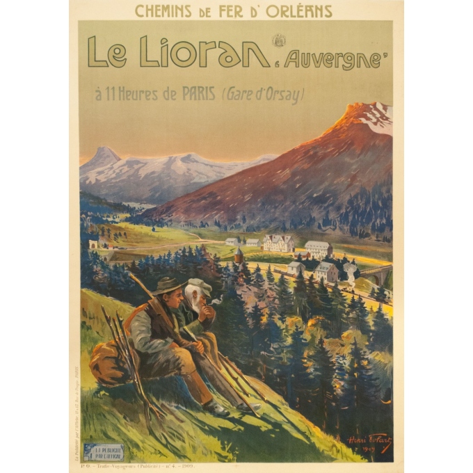 Affiche ancienne de voyage - Henri Tolart - 1909 - Le Lioran-Auvergne - 103.5 par 73.5 cm