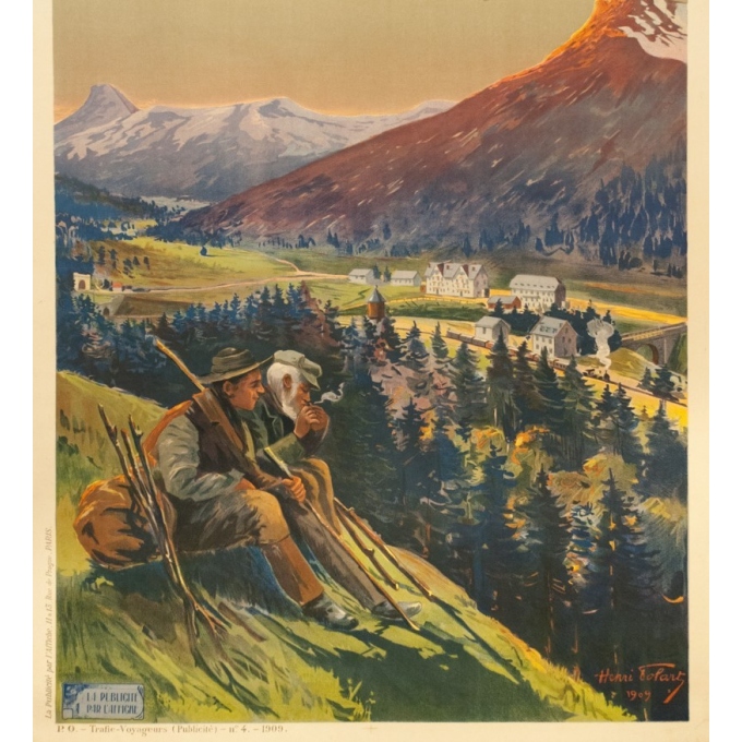 Affiche ancienne de voyage - Henri Tolart - 1909 - Le Lioran-Auvergne - 103.5 par 73.5 cm - Vue 3