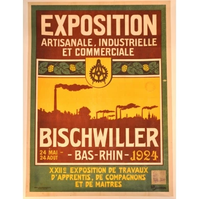 Affiche ancienne Bischwiller 1924 exposition