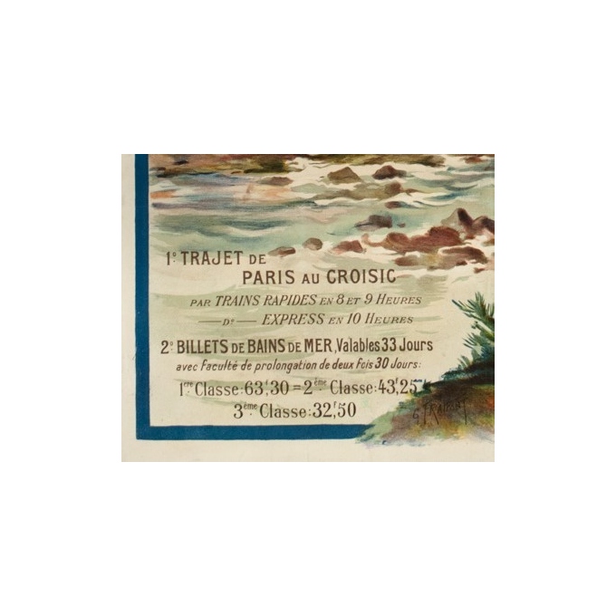 Affiche ancienne de voyage - Gustave Fraipont - Circa 1900 - Le Croisic-Batz-Plage Valentin - 105 par 75 cm - Vue 4